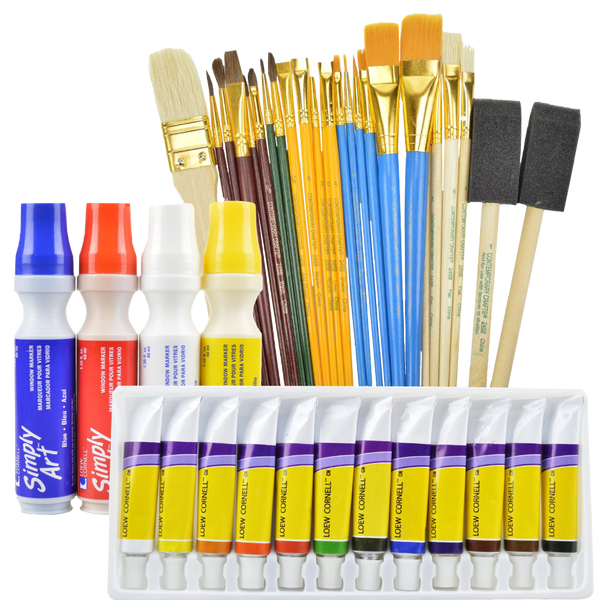 Art supplies value pack includes 12 acrylic paints 25 paint brushes an