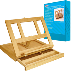 Deluxe artist painting set with aluminum floor easel wood drawer table easel