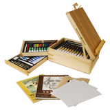 Wood box easel painting set 12 tubes of oil colors